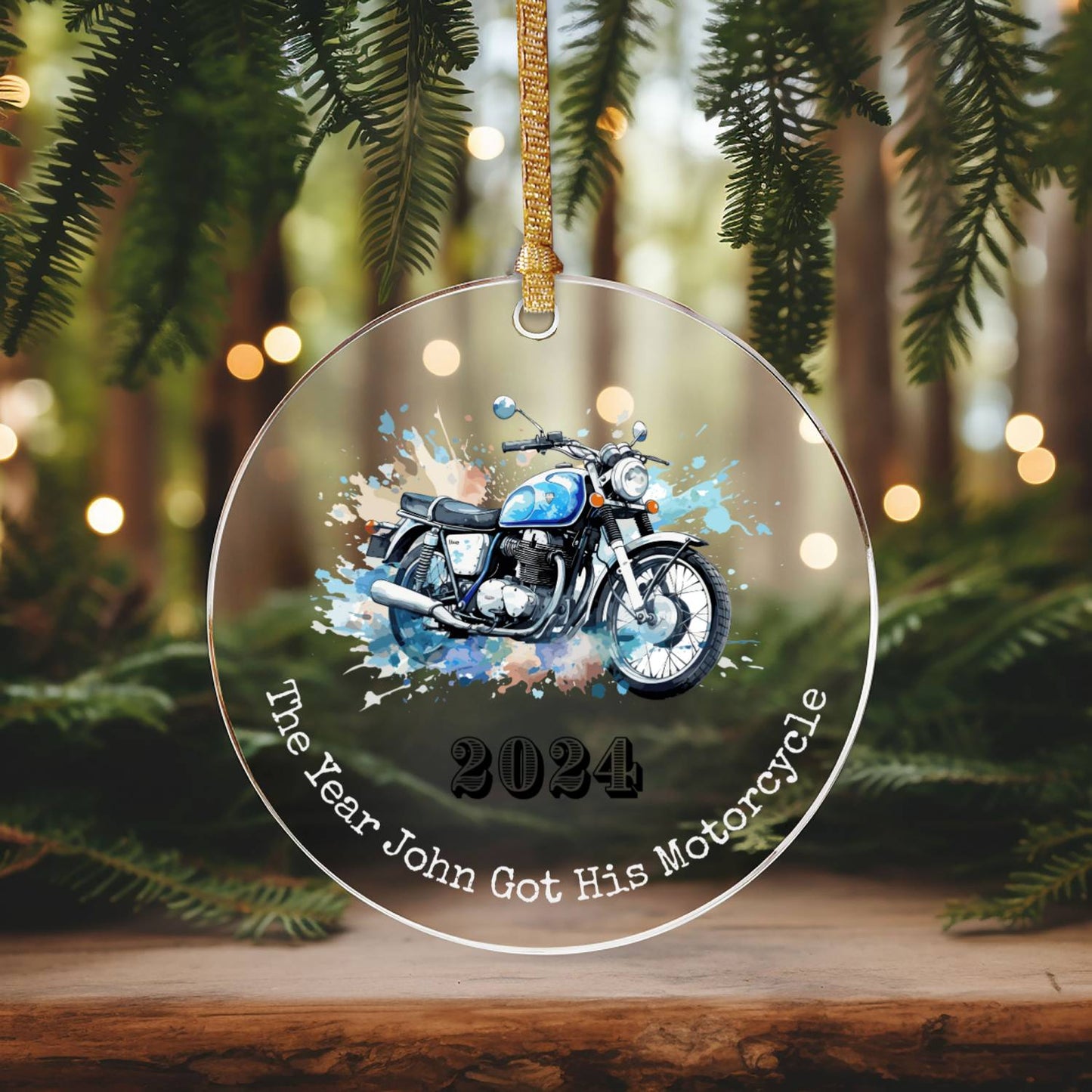 Blue Motorcycle Ornament