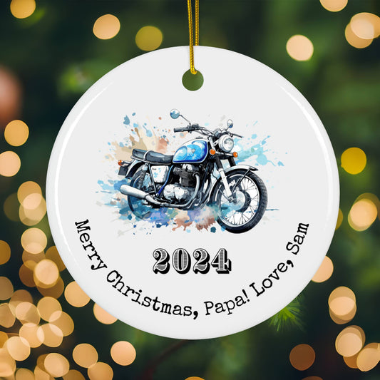 Blue Motorcycle Ornament