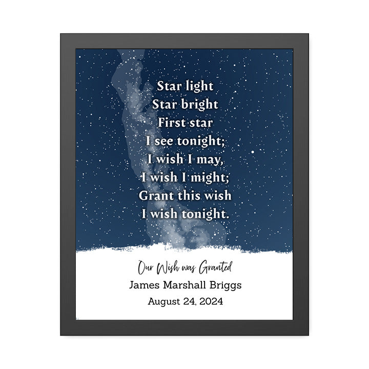 Personalized Star Map - "Star Light, Star Bright" Framed Print in Blue