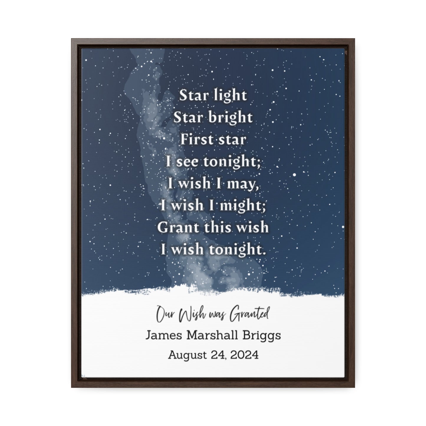 Personalized Star Map - "Star Light, Star Bright" Gallery Framed Canvas