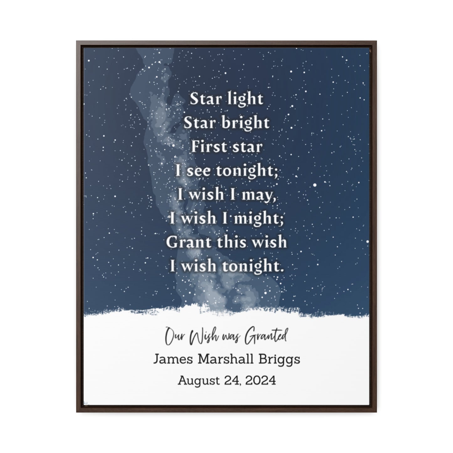 Personalized Star Map - "Star Light, Star Bright" Gallery Framed Canvas