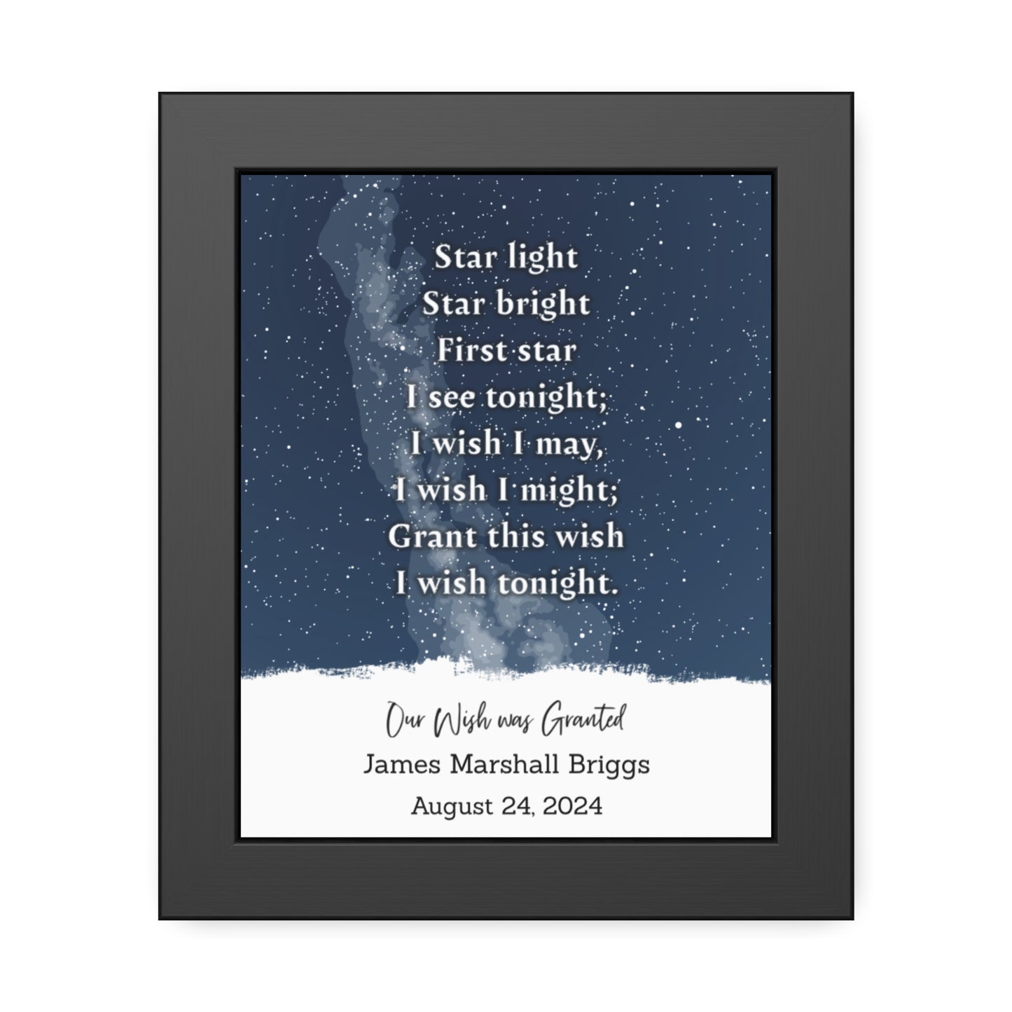 Personalized Star Map - "Star Light, Star Bright" Framed Print in Blue