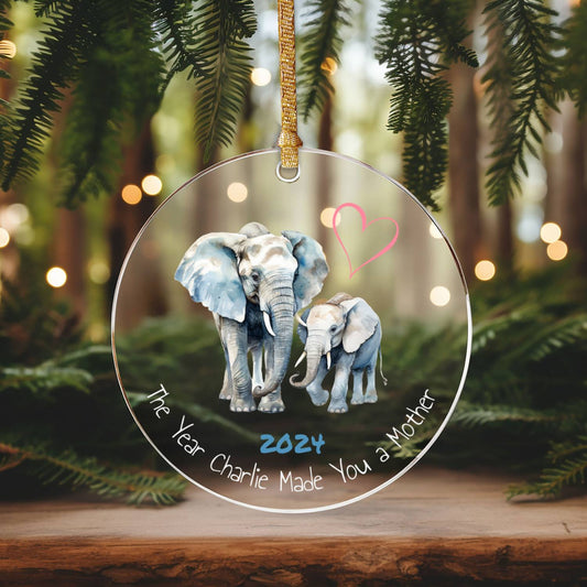 Mother and Baby Elephant Ornament