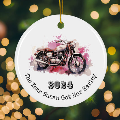 Pink Motorcycle Ornament